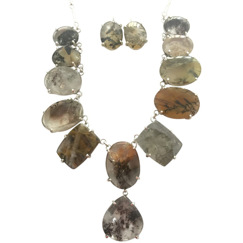 Multi Stone Brazilian Dendritic Quartz Necklace