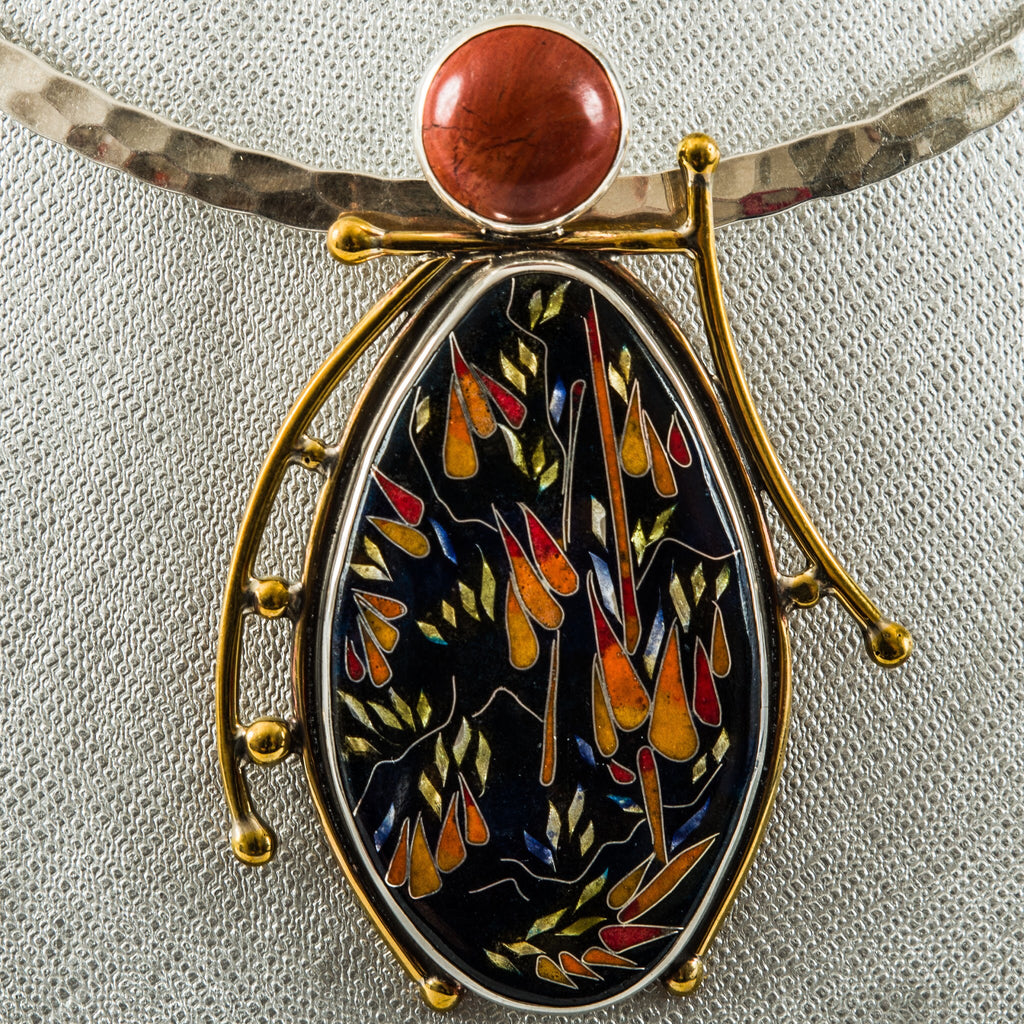 Wearable art!  Classic cloisonne enamel pendant from Georgia