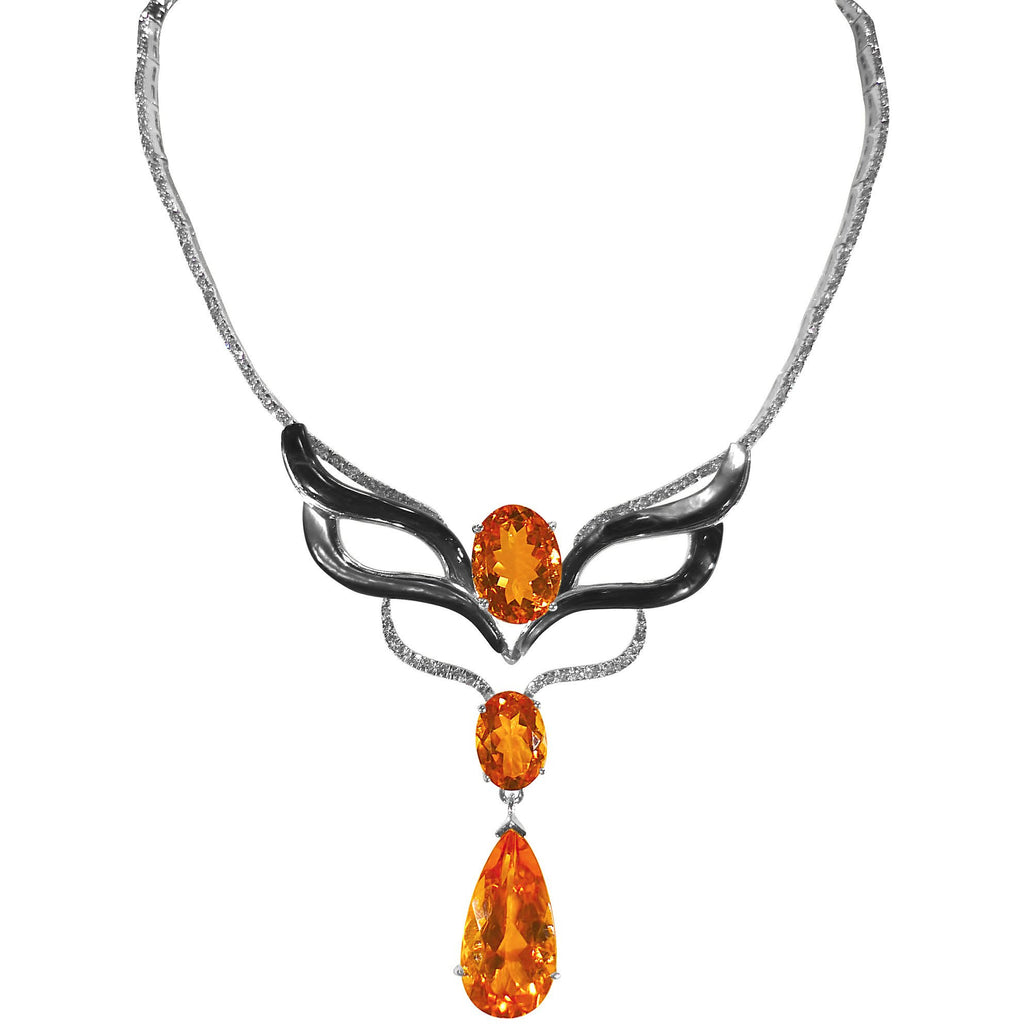 Elegant Drop Citrine and Black Lipped Mother of Pearl Necklace