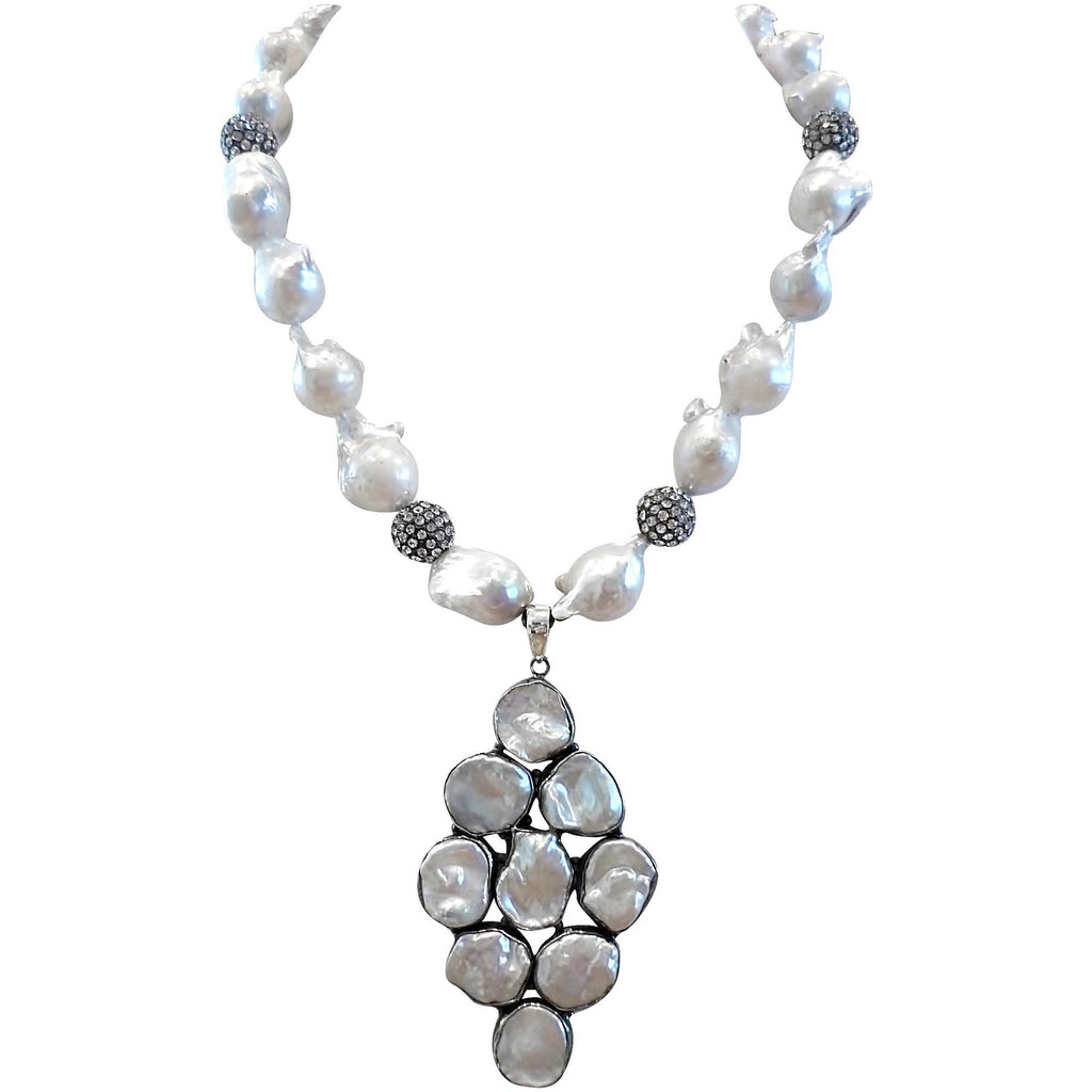 Special Baroque Pearl Necklace with Blackened Silver Beads