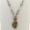 One-of-a-kind Golden Jasper and Labradorite pendant necklace with handmade link chain