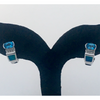 14k white gold Inlaid Opal and Blue Topaz earrings