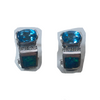 14k white gold Inlaid Opal and Blue Topaz earrings